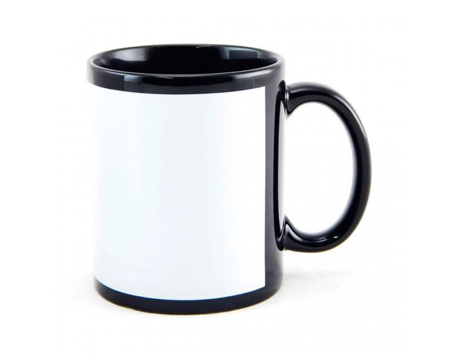 Caneca para Sublimao de Cermica Preta com Faixa Branca